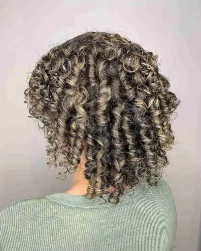 Summer Balayage Highlights on Spiral Curly Hair