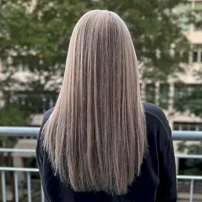 Ash Beige Milk Tea with Long Straight Hair