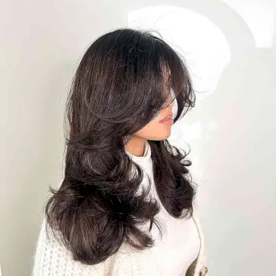 Deeper Chestnut Brunette Hair with Layers