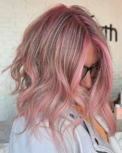 Brown Hair with Light Pink Highlights