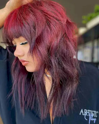 Red to Purple Choppy Cut