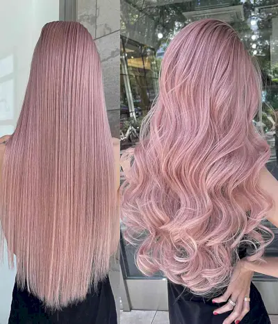 Straight and Wavy Pink Tones for long hair