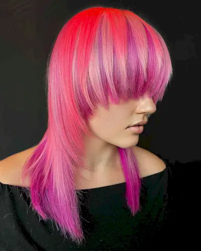 Perfectly Placed Pink Colors for ladies with straight hair 