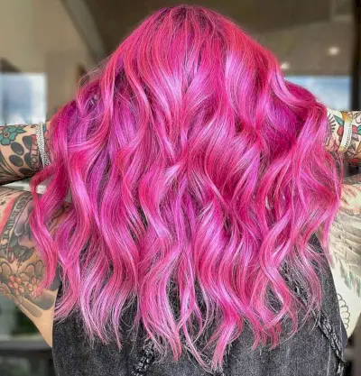Bold and Vivid Hot Pink Hair Color for girls with an edgy style