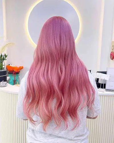 Long Pink Tresses with lived-in waves