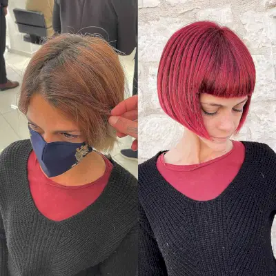 pink magenta with dark roots