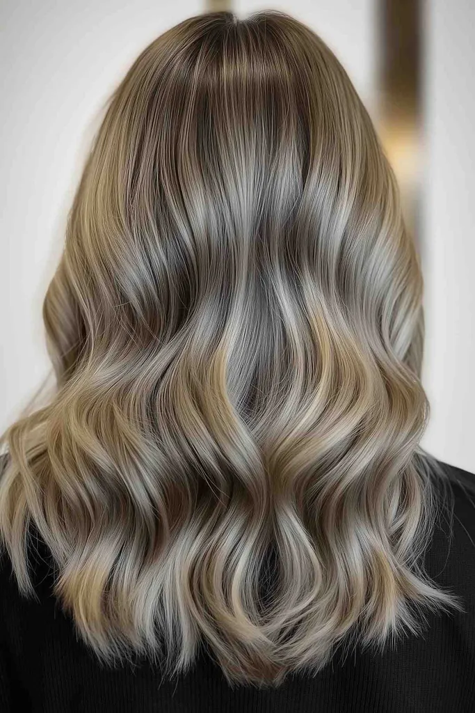 유지 관리가 적고 그림자 뿌리가 있는 더러운 금발 머리' title=