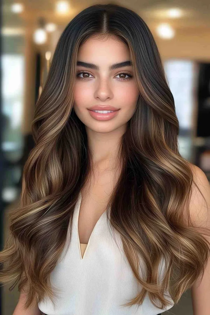 캐러멜 머니 조각이 있는 유지 관리가 적은 검은 머리' title=