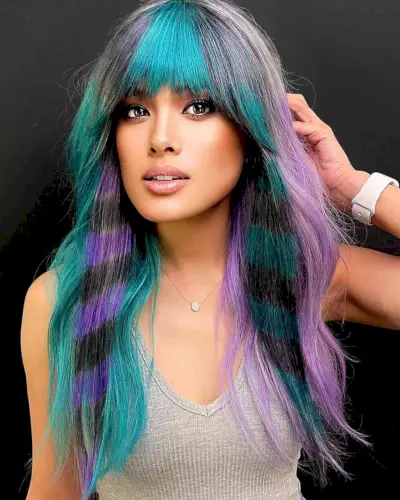 Edgy and Creative Blue-Purple Long Hair