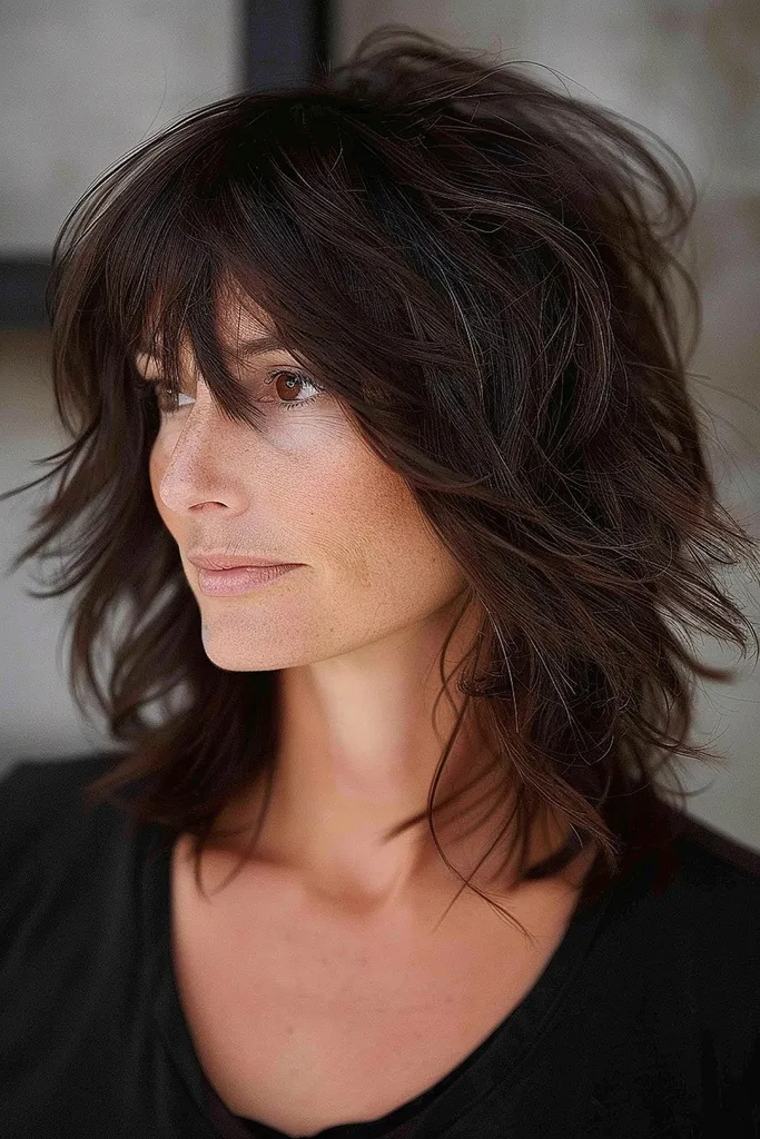 dyb mørkebrun shag skåret' title=