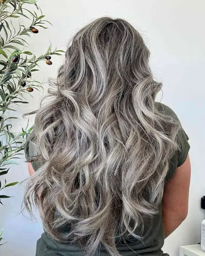 Gorgeous Layered Ash Blonde Balayage for women with thick, long hair
