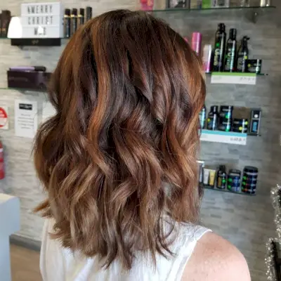 Beachy Caramel Balayage on Dark Hair