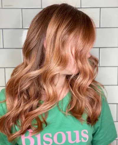 Rose gold and caramel highlights