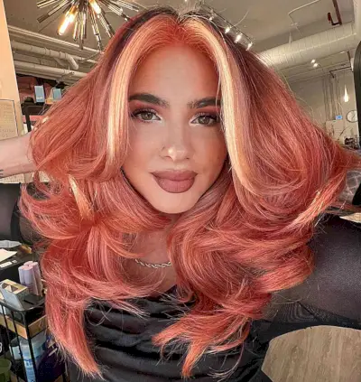 Gypsy Rose Peach Hair with Blonde Money Piece