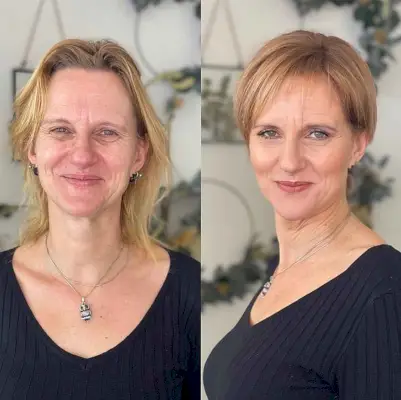 Caramel bronde pixie bob