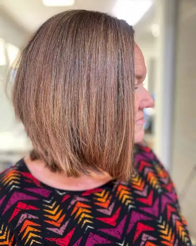 Cinnamon Spice Hair Color on a Bob Cut for older generation