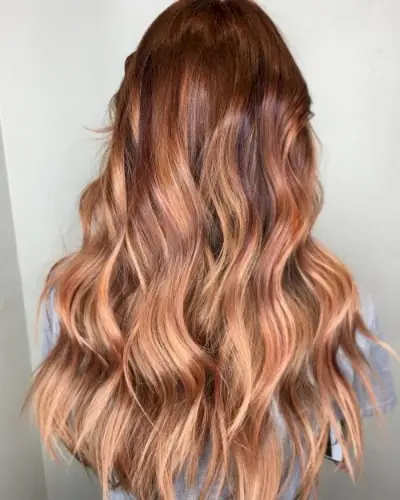 Red-Violet Lowlights on Golden Brown Hair