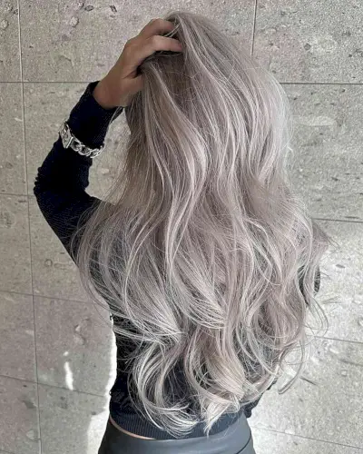 Very Sexy Gray Balayage for Long Hair