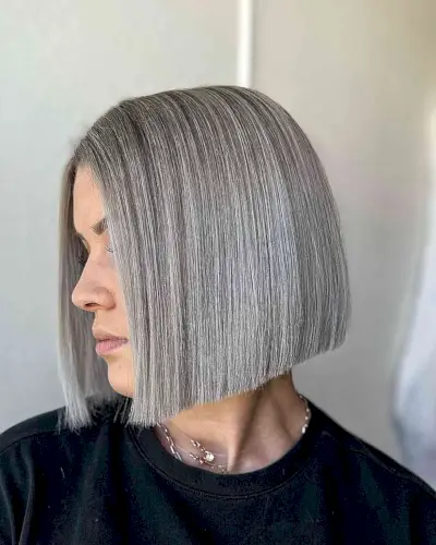 Grey Slob with Balayage for women with short hair 