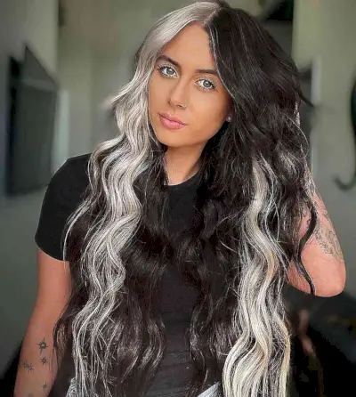 Black Cookies and White Cream Color Blocking Hair