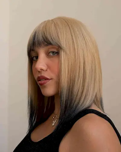 Short Blonde Hair with Black Tips