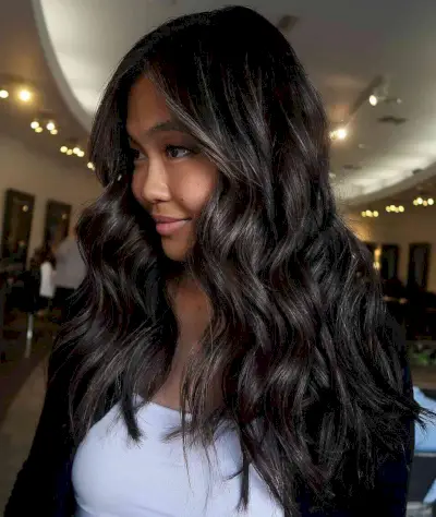Dark Brown Dimensional Hair with Highlights