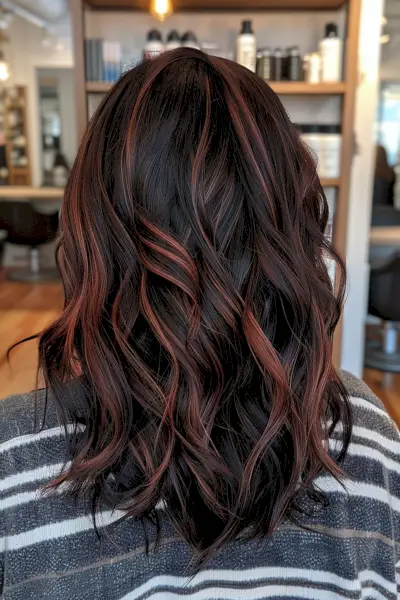 Dark mahogany brown with highlights