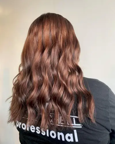 Auburn highlights for dark brown locks