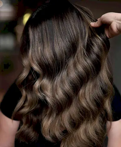 Warm Bronde Highlights on Dark Brown hair