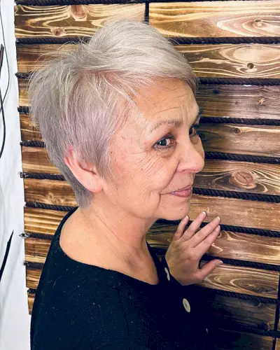 Soft Pixie Cut for Silver-Haired Women