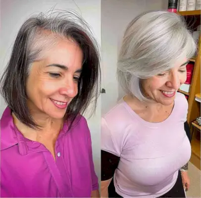 Silvery Salt-and-Pepper Gorgeous Bob