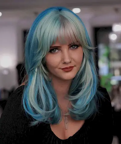 Minty Blue Balayage Hair