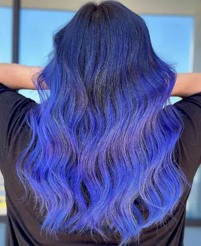 Bold Violet-Blue Balayage Hair Color
