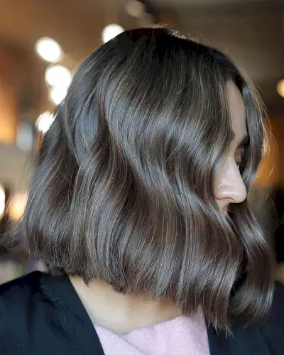 Subtle Mushroom Brown Balayage for Soft Wavy Long Bob