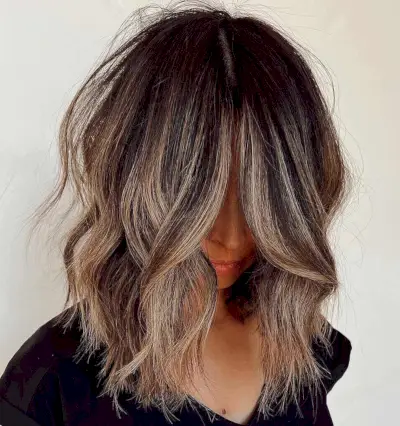 Deep Brunette Balayage for Short Hair