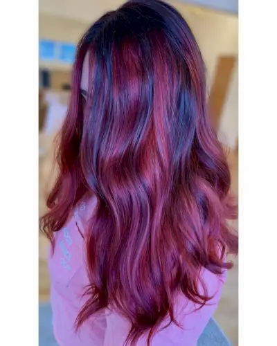 Dark burgundy and maroon balayage