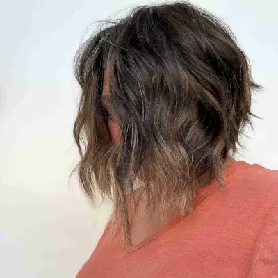 Short Tousled A-Line Brown Bob