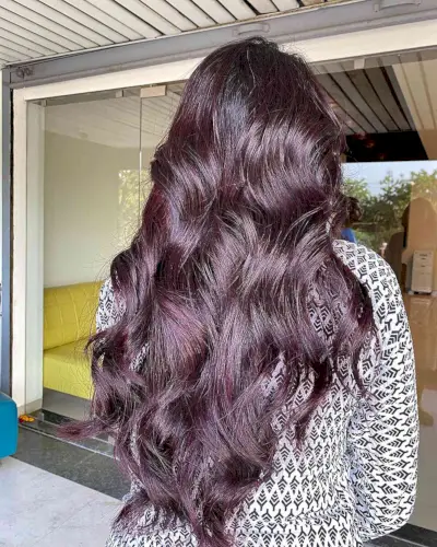 Violet and Mahogany Balayage on very long hair