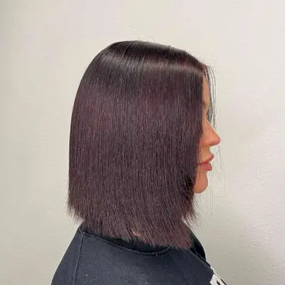 Dark Saturated Mahogany for Shoulder-Length Straight Hair