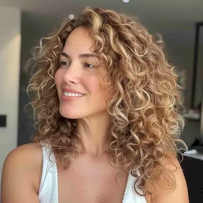 Sandy medium brown hair for curly hair