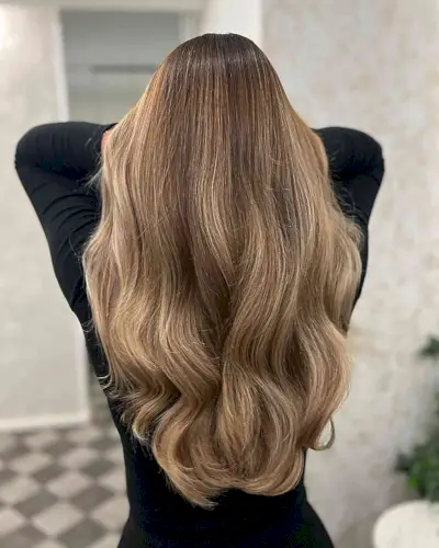 Long Dirty Dishwater Blonde Hair with Root Shadow