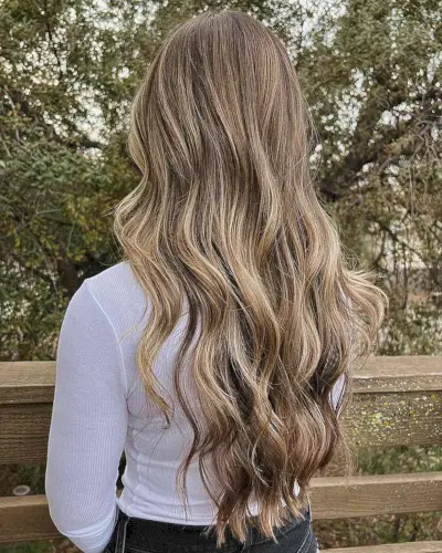 Longer Brown Hair with Dishwater-Toned Subtle Blonde Highlights