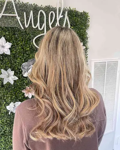 Dark-Rooted Toasted Dishwater Blonde for Mid-Long Hair
