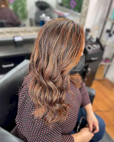 Coppery Orange Highlights for Darker Brown Locks
