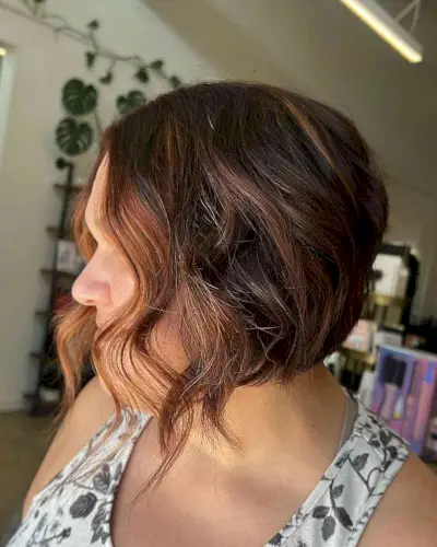 Copper Money Piece Highlights on Short Darker Brown Hair