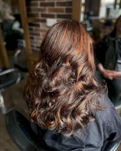 Rich Copper Red Highlights for Brown Hair