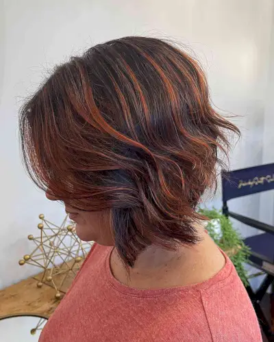 Fiery Copper Red Teasylights on Dark Brown Hair