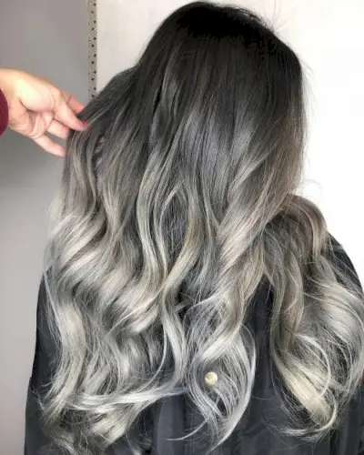 Black to silvery grey ombre