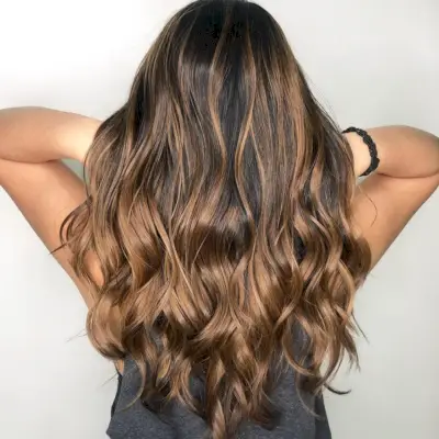 Casual Caramel Balayage on Dark Brown Base