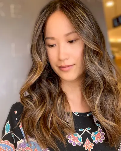 Romantic Light Brown Hair with Caramel Highlights